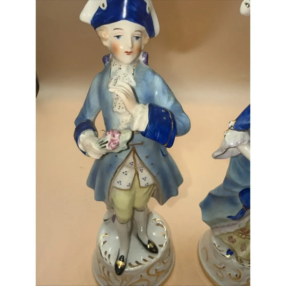 Vintage Colonial Style Porcelain Man & Woman Figures-Statues Made USA
